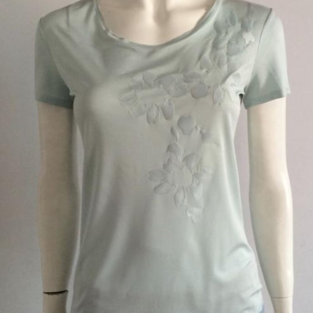 NWOT Patrizia Pepe Italy Mint Green Cupro Silk Blend Applique Blouse Top 1 Fits